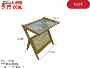 Mesa rattan con vidrio